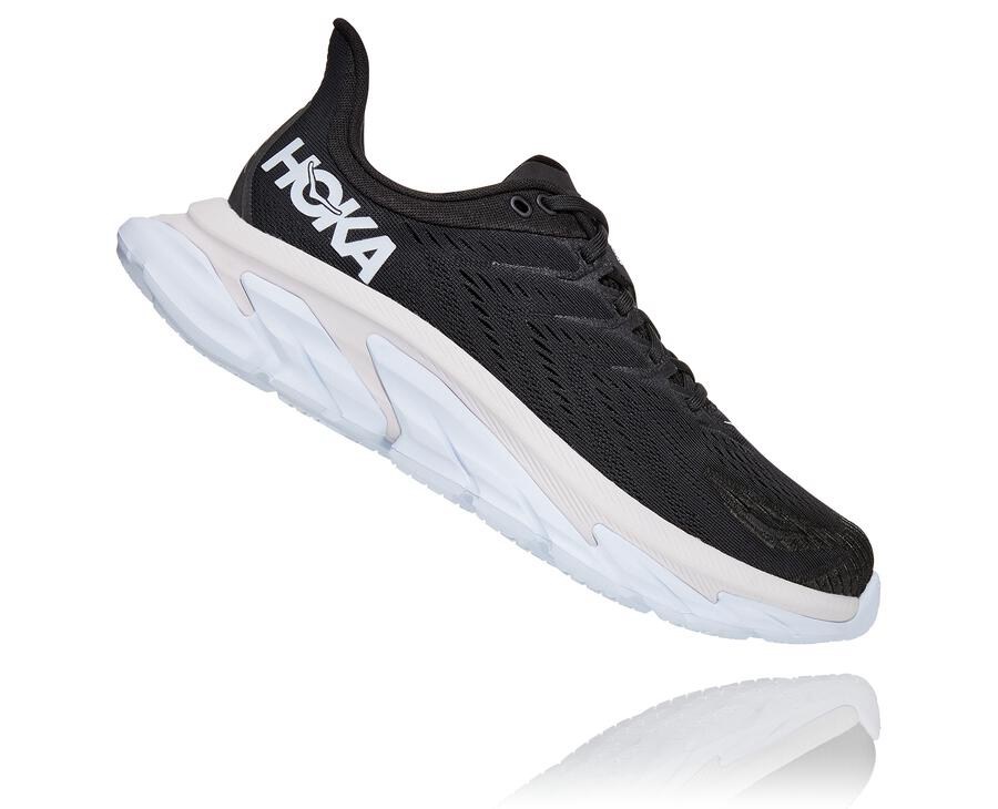 Hoka Australia One One Clifton Edge - Mens Running Shoes Black/White - TWLHC-1368